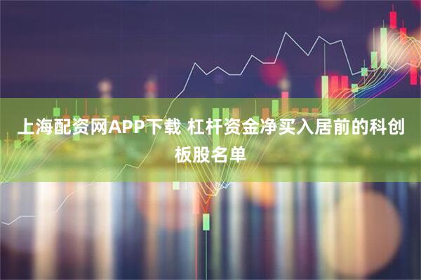 上海配资网APP下载 杠杆资金净买入居前的科创板股名单